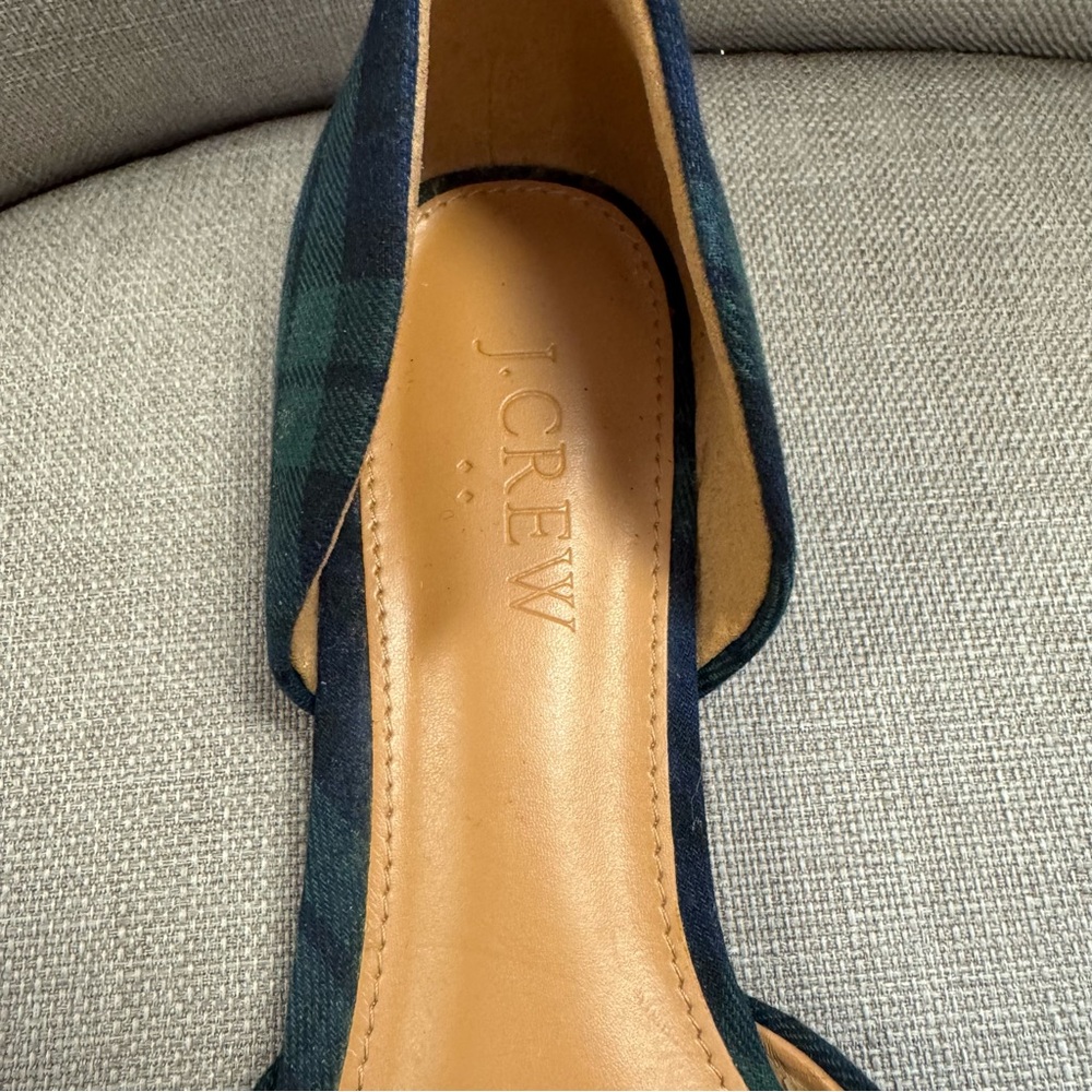 J. Crew Winter Holiday Plaid D'Orsay Flats. Size 6 - Picture 5 of 11
